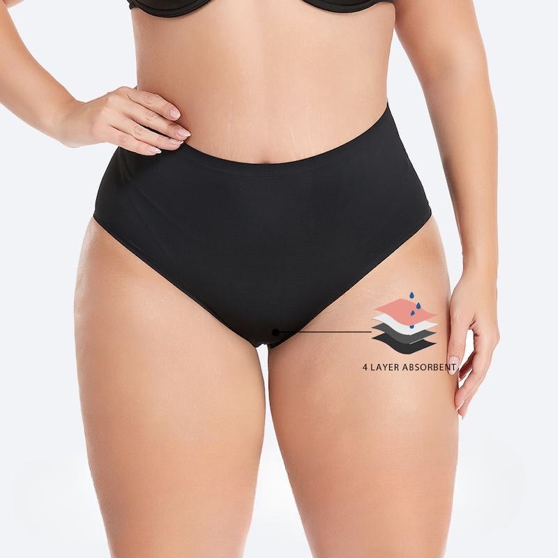High Waist Seamless Period Menstruation XS-2XL underwear BLACK